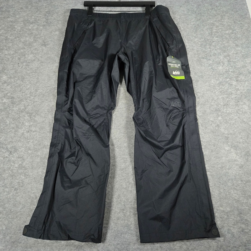NWT REI Co-op Womens Black Rainier Full-Zip Lightweight Rain Pants XL Petite